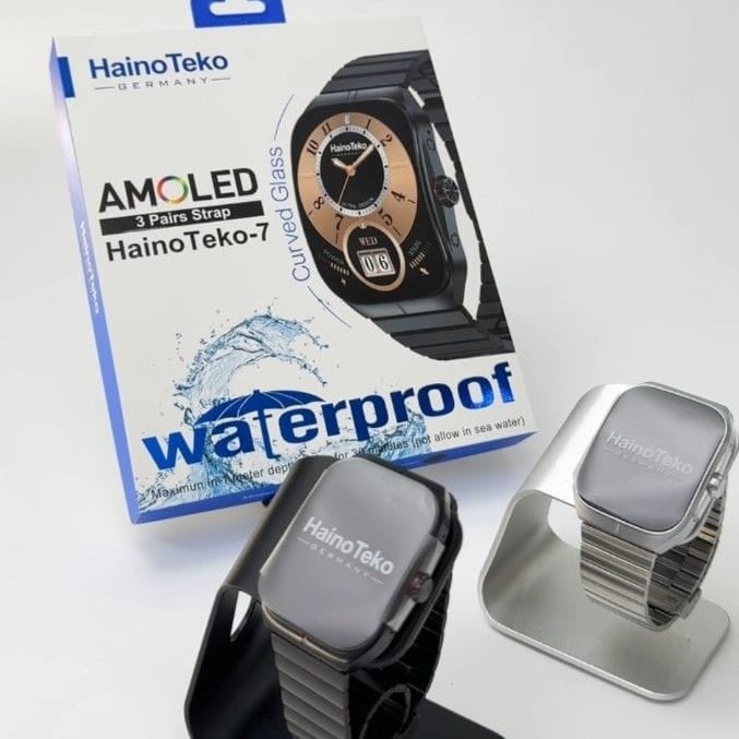 HainoTeko-7 – Smart Watch Étanche avec Écran AMOLED & Verre Courbé