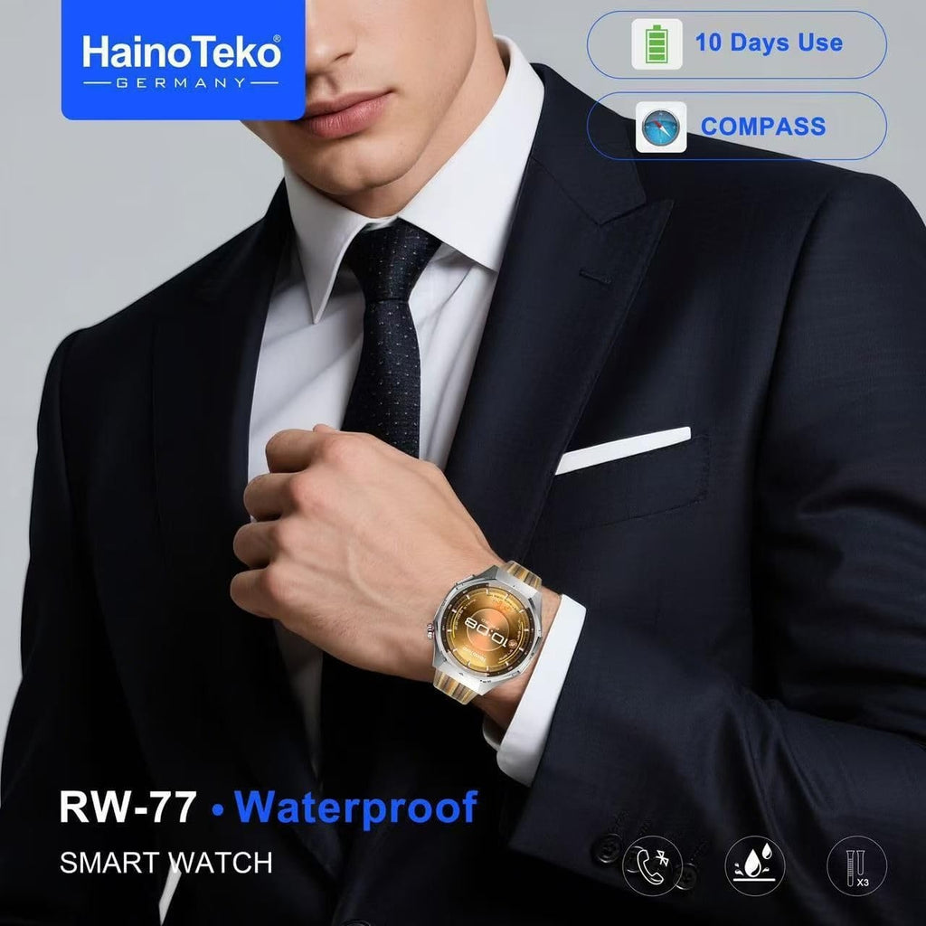 HainoTeko RW-77 Waterproof – Smart Watch Premium avec Appels Bluetooth & 10 Jours d’Autonomie