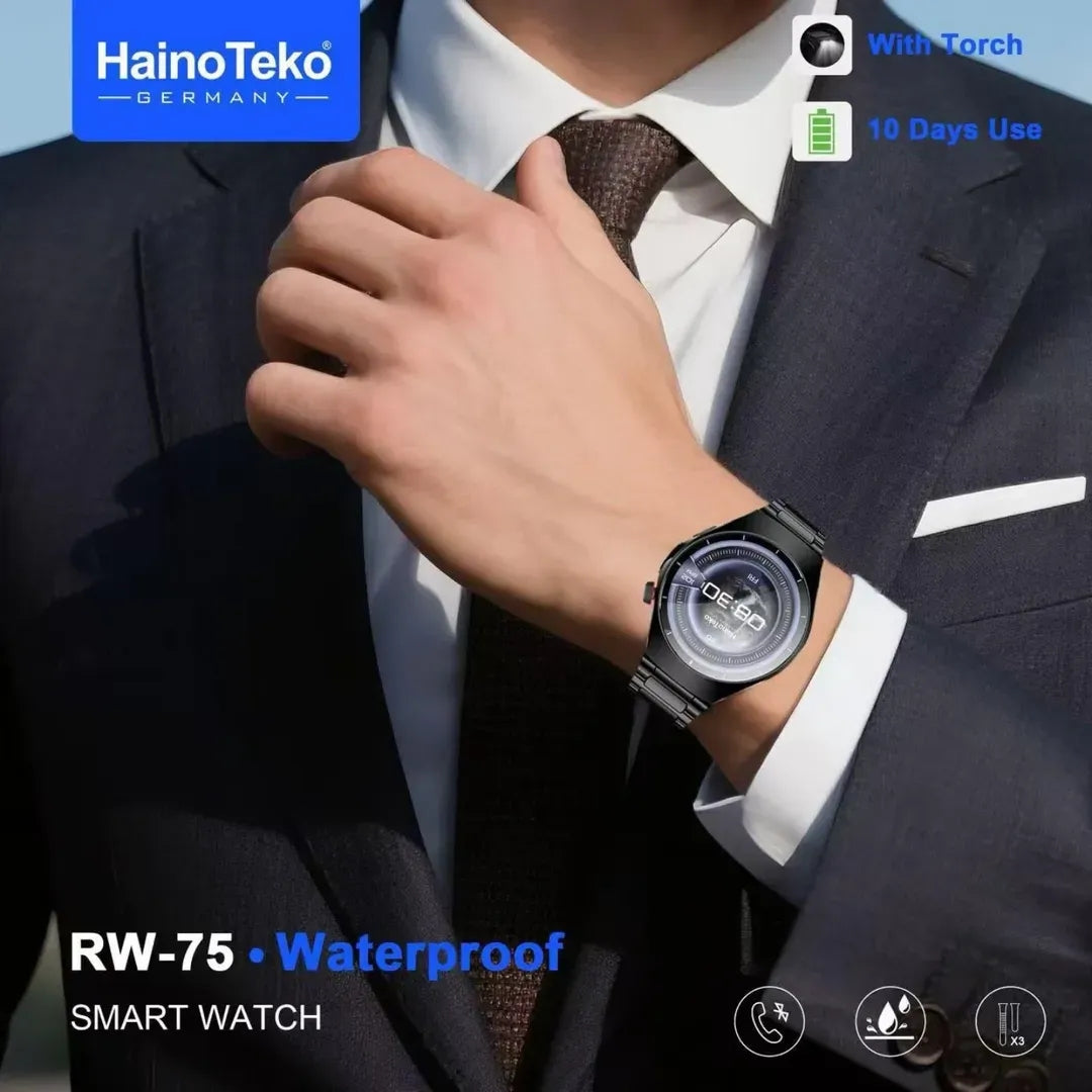 HainoTeko RW-75 (Watch 5) – Smart Watch AMOLED avec Appels Bluetooth et 10 jours d'Autonomie