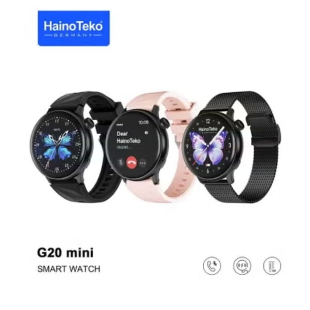 G20 Mini – Montre Connectée Femme AMOLED avec Appels Bluetooth & 3 Bracelets Inclus