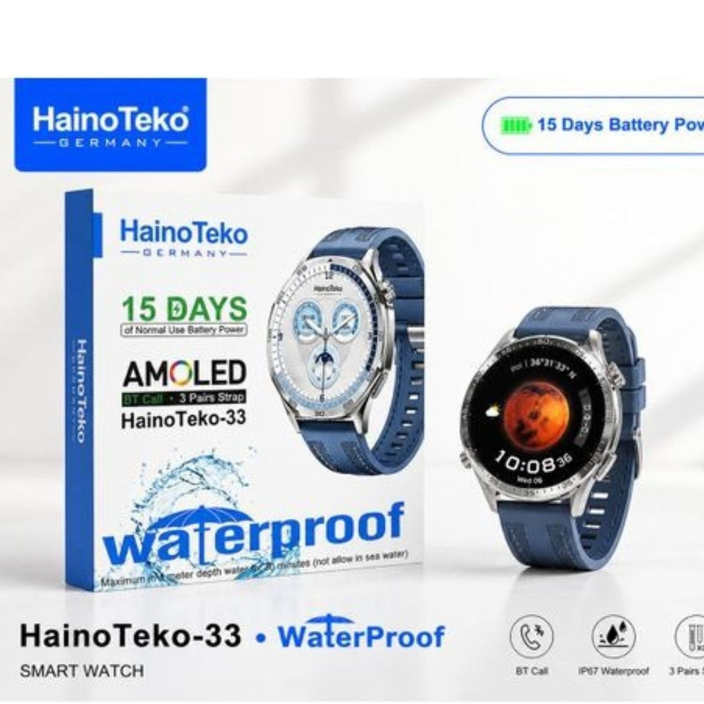HainoTeko-33 – Smartwatch AMOLED  avec Appels Bluetooth et  15 Jours d’Autonomie
