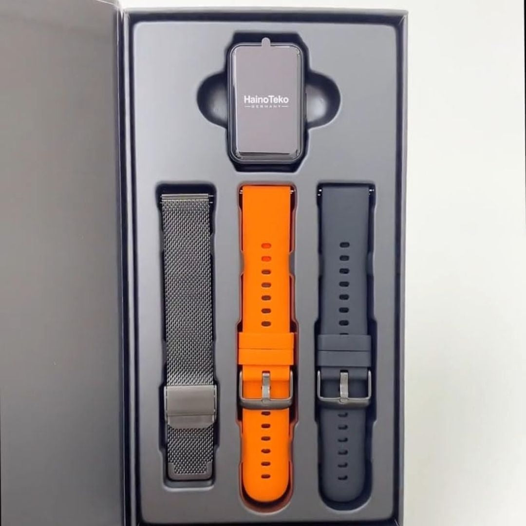 HainoTeko SQ-20 Mini – Smart Watch Étanche AMOLED avec Appels Bluetooth & 3 Bracelets