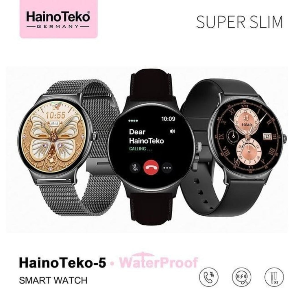 HainoTeko-5 Golden Edition Smartwatch AMOLED Femme –  Waterproof avec 3 Bracelets Inclus