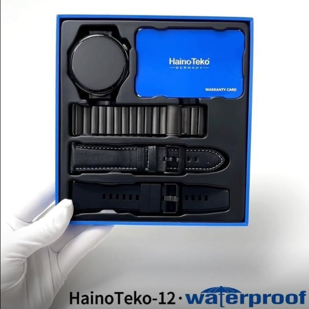 HainoTeko-12 Watch Buds- Smartwatch AMOLED HD – Écouteurs TWS Intégrés, Bluetooth Calling avec 3 Bracelets Inclus