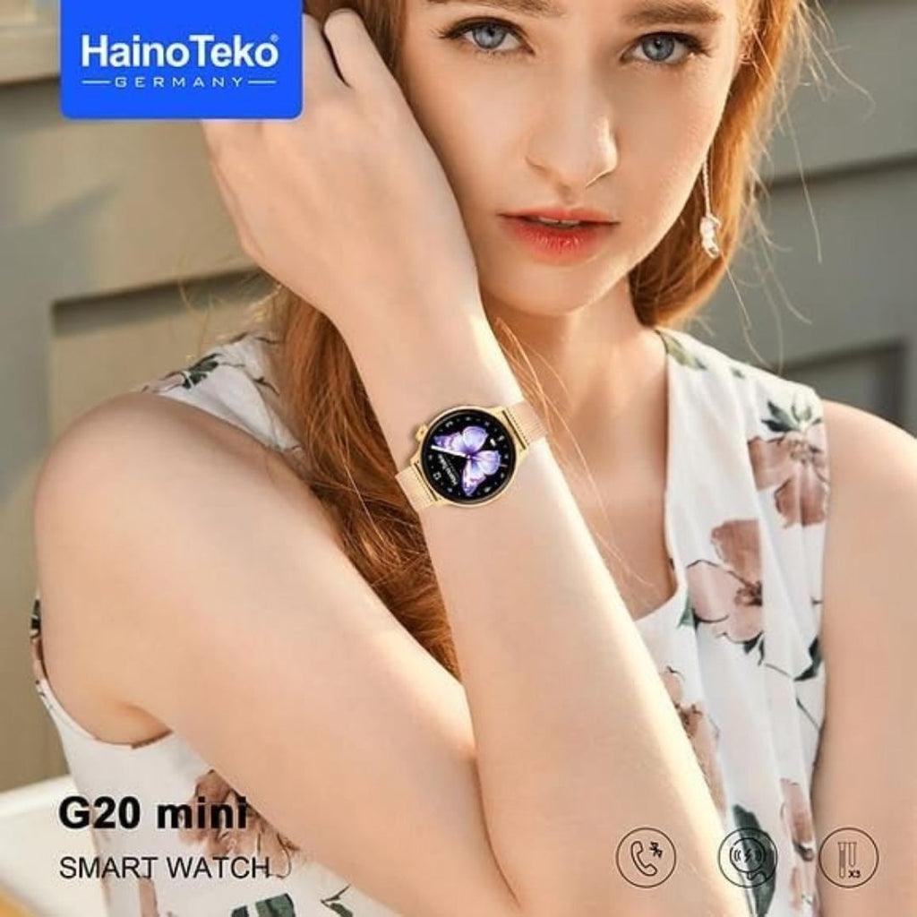 G20 Mini – Montre Connectée Femme AMOLED avec Appels Bluetooth & 3 Bracelets Inclus
