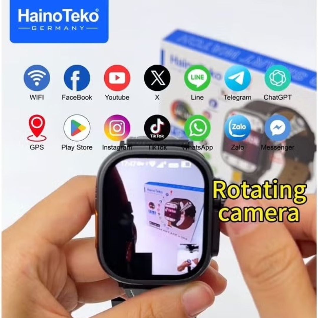 HainoTeko FG-3 – Smartwatch Android 5G avec Carte SIM, Écran AMOLED & Caméra Rotative