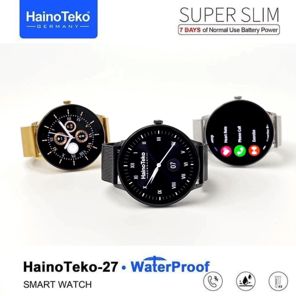 HainoTeko-27 -Smartwatch AMOLED Ultra Slim pour Homme –  Waterproof avec 3 Bracelets
