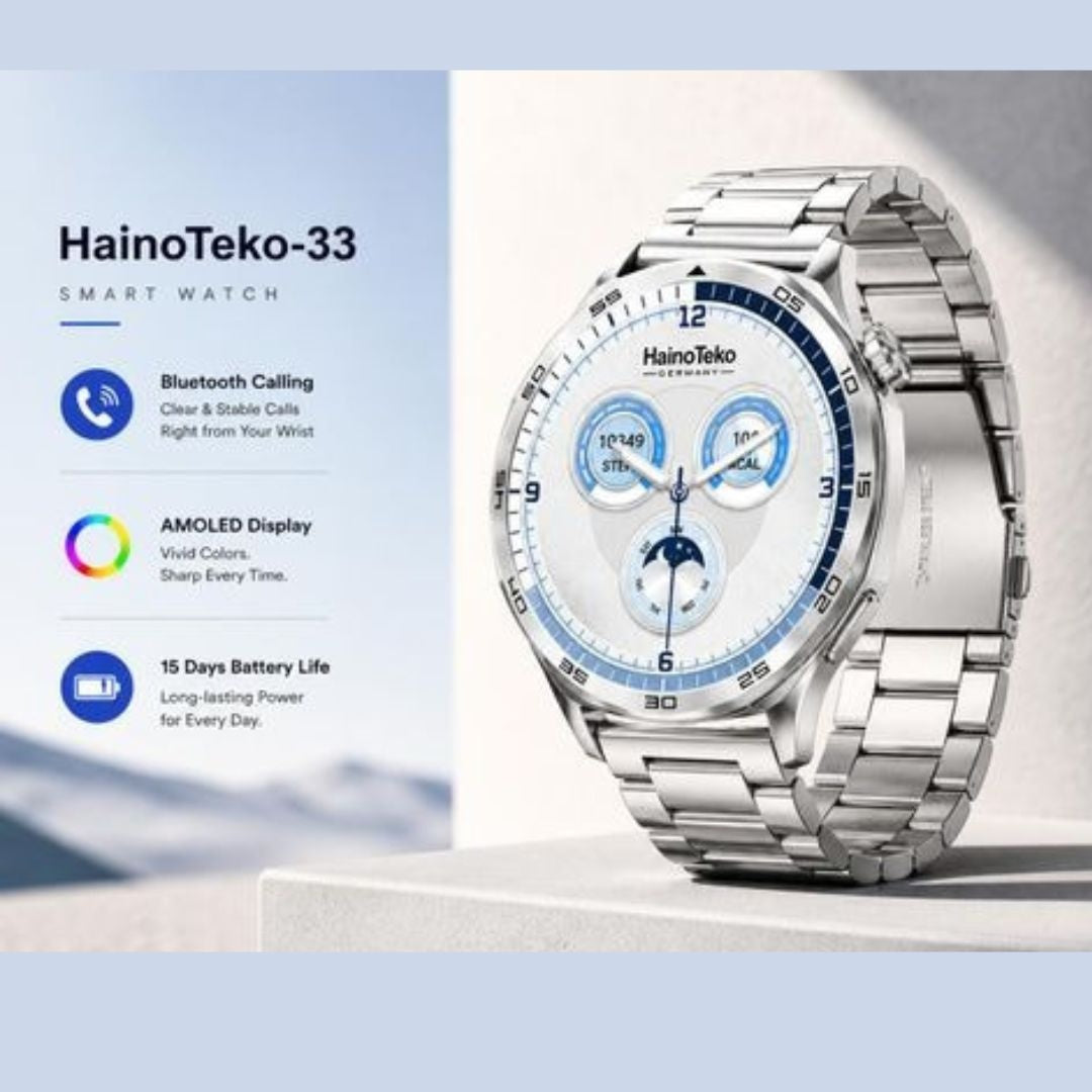 HainoTeko-33 – Smartwatch AMOLED  avec Appels Bluetooth et  15 Jours d’Autonomie