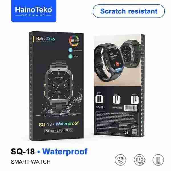 HainoTeko SQ-18 – Smartwatch AMOLED 2.02" ,  Appels Bluetooth , 3 Bracelets Inclus