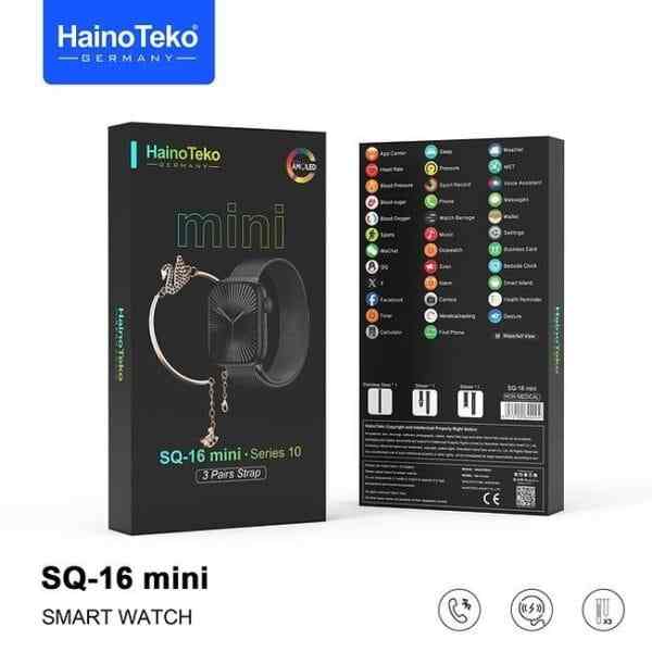 HainoTeko SQ-16 Mini – Smartwatch AMOLED , Appels Bluetooth , 3 Bracelets + Gourmette