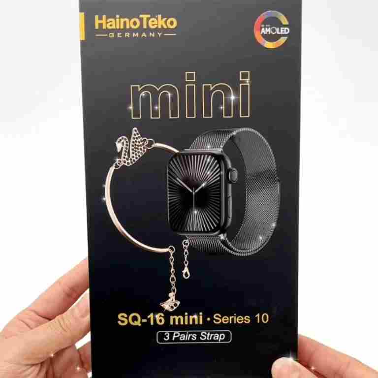 HainoTeko SQ-16 Mini – Smartwatch AMOLED , Appels Bluetooth , 3 Bracelets + Gourmette