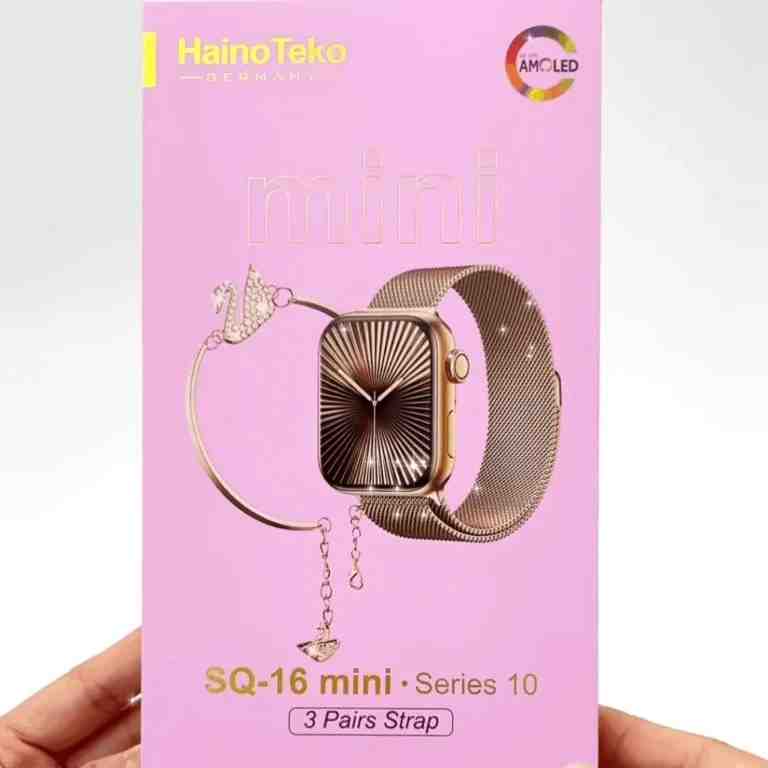 HainoTeko SQ-16 Mini – Smartwatch AMOLED , Appels Bluetooth , 3 Bracelets + Gourmette