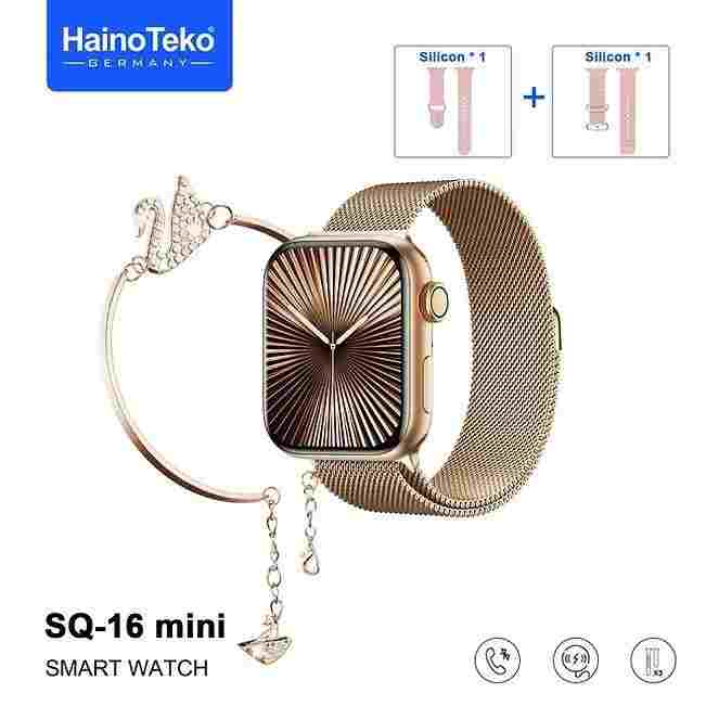 HainoTeko SQ-16 Mini – Smartwatch AMOLED , Appels Bluetooth , 3 Bracelets + Gourmette