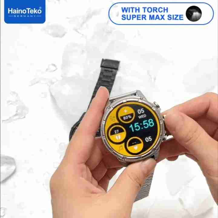 HainoTeko RW-60 Max – Smartwatch AMOLED Grand Écran ,  Lampe Torche , 3 Bracelets