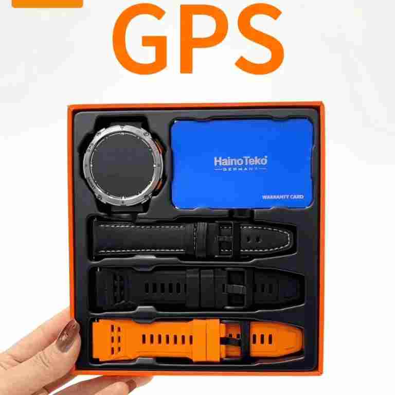 HainoTeko GPS-1 – Smart Watch Sportive AMOLED , GPS Intégré , Lampe Torche , 3 Bracelets