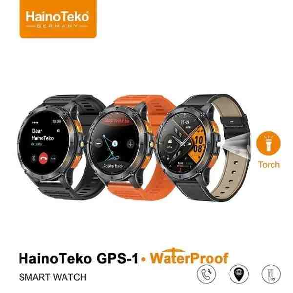 HainoTeko GPS-1 – Smart Watch Sportive AMOLED , GPS Intégré , Lampe Torche , 3 Bracelets