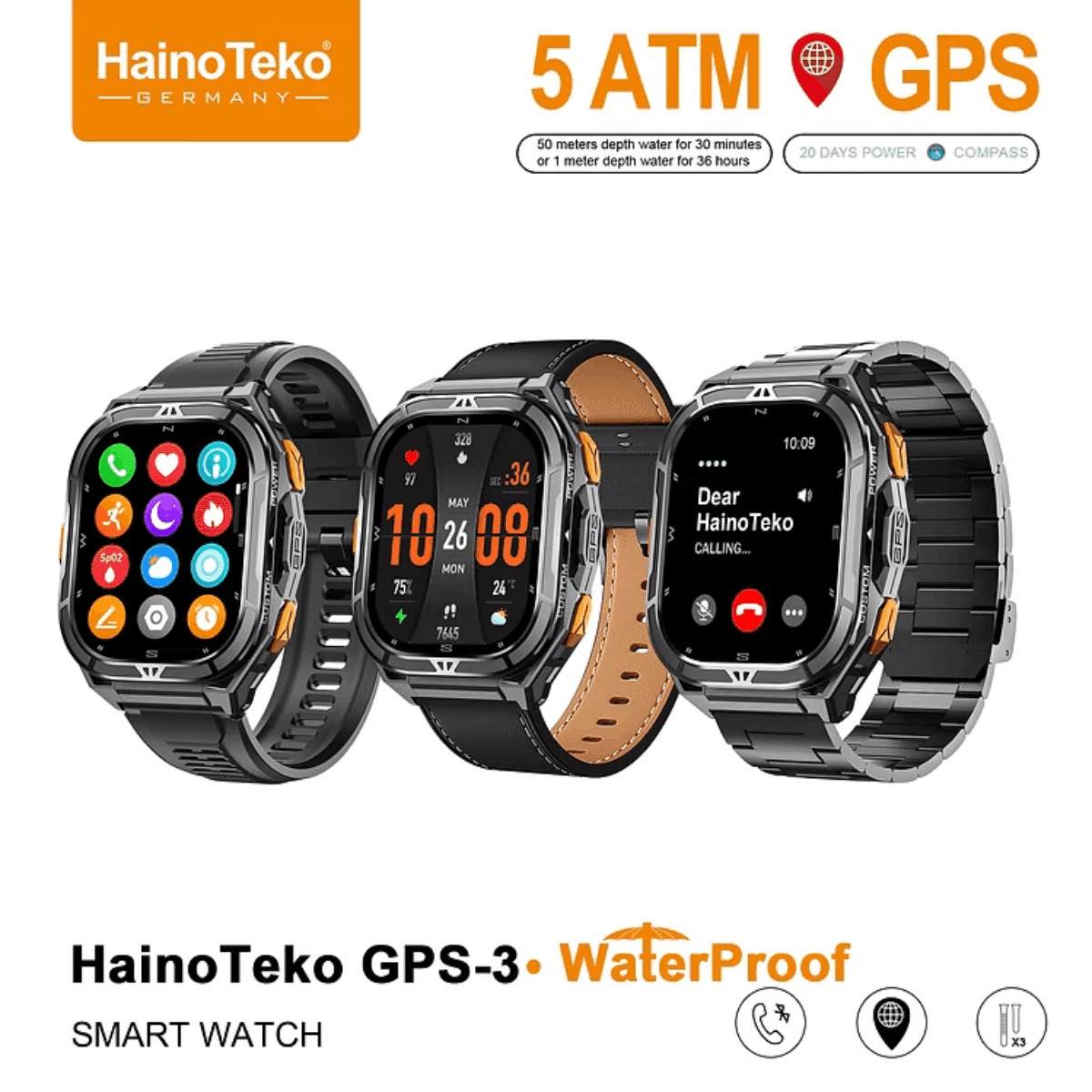HainoTeko GPS-3 – Smart Watch AMOLED 1,96" , GPS Intégré , Étanchéité 5 ATM