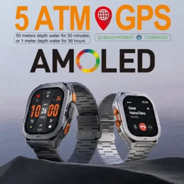 HainoTeko GPS-3 – Smart Watch AMOLED 1,96" , GPS Intégré , Étanchéité 5 ATM