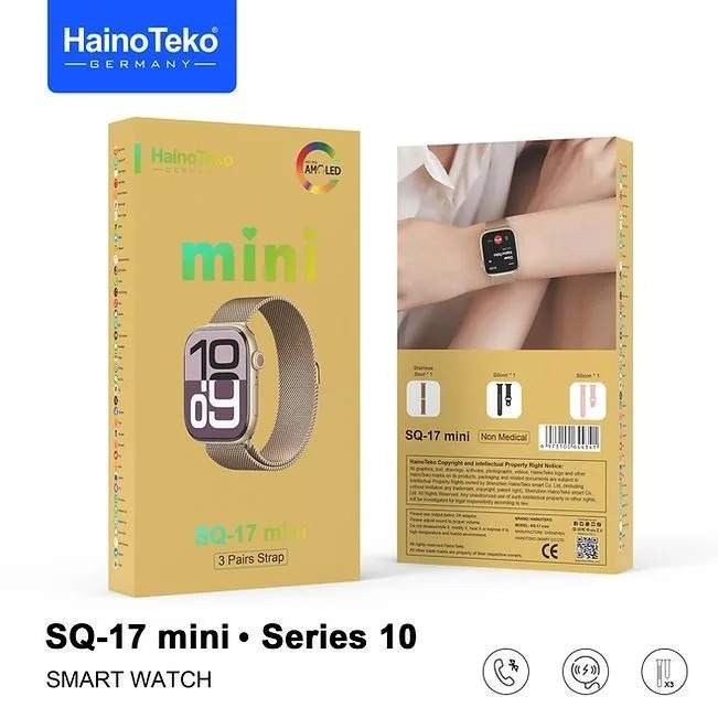 HainoTeko SQ-17 Mini – Smartwatch AMOLED , Appels Bluetooth , 3 Bracelets Inclus
