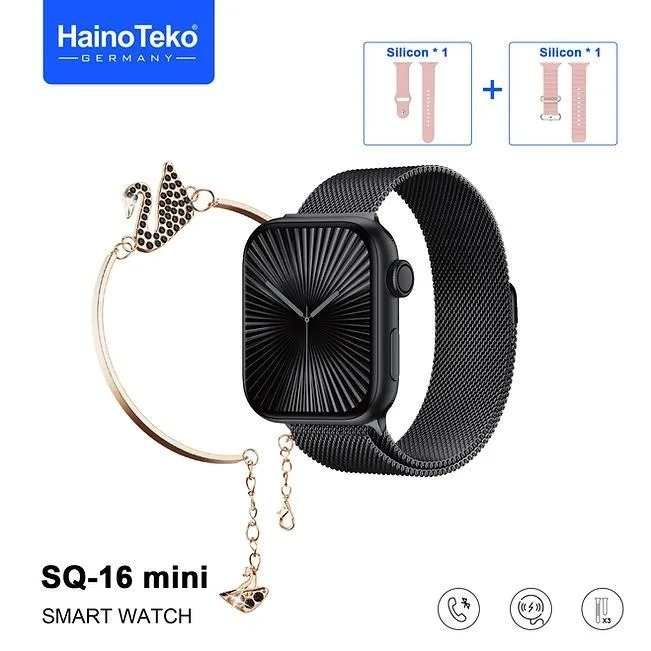 HainoTeko SQ-16 Mini – Smartwatch AMOLED , Appels Bluetooth , 3 Bracelets + Gourmette