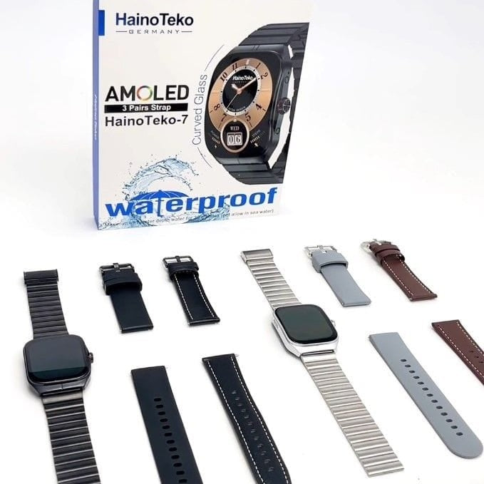 HainoTeko-7 – Smart Watch Étanche avec Écran AMOLED & Verre Courbé