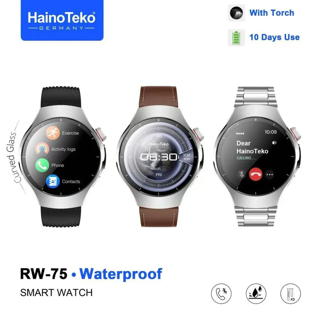 HainoTeko RW-75 (Watch 5) – Smart Watch AMOLED avec NFC, Torche & 10 jours d'Autonomie