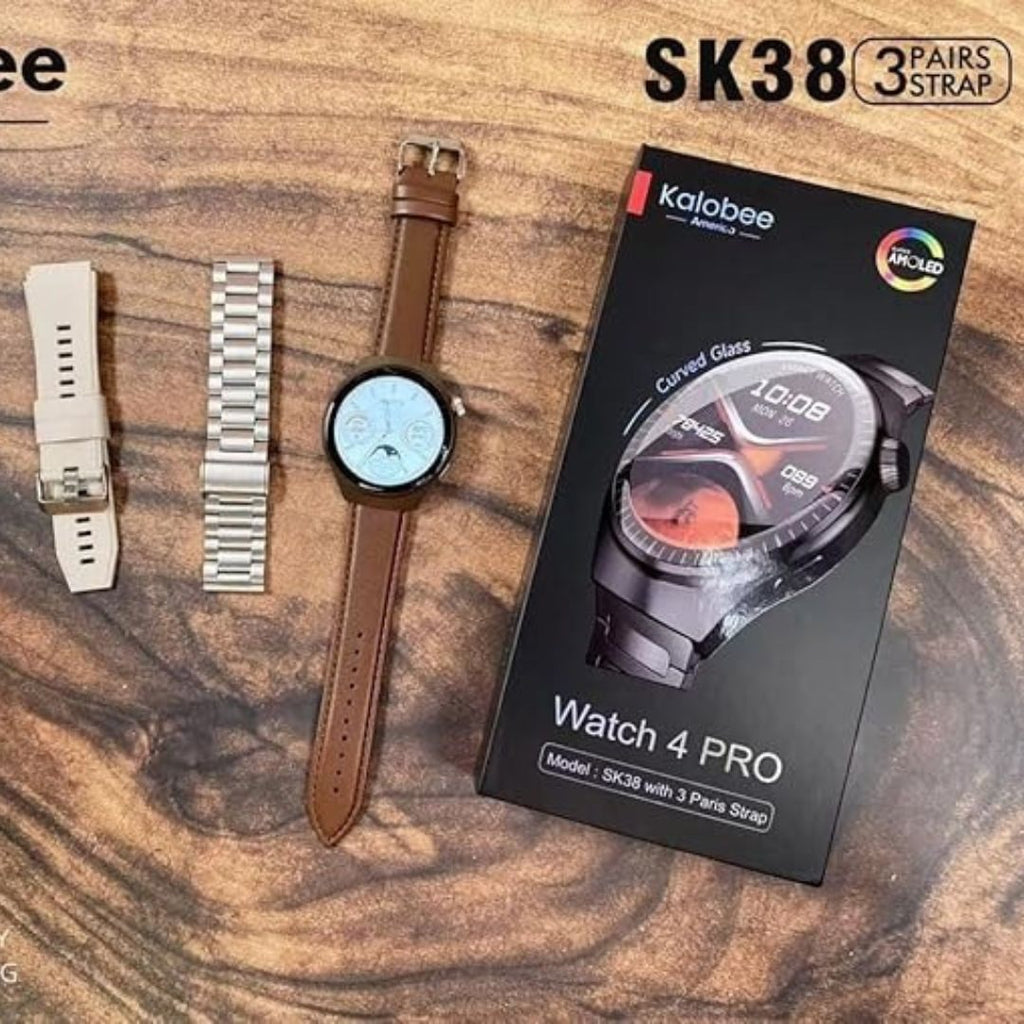 KALOBEE SK38 Watch 4 Pro – Smartwatch AMOLED Incurvé avec 3 Bracelets