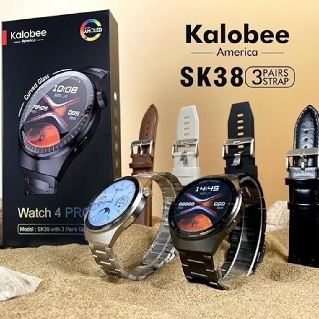 KALOBEE SK38 Watch 4 Pro – Smartwatch AMOLED Incurvé avec 3 Bracelets