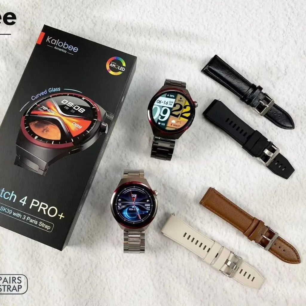 KALOBEE SK38 Watch 4 Pro – Smartwatch AMOLED Incurvé avec 3 Bracelets