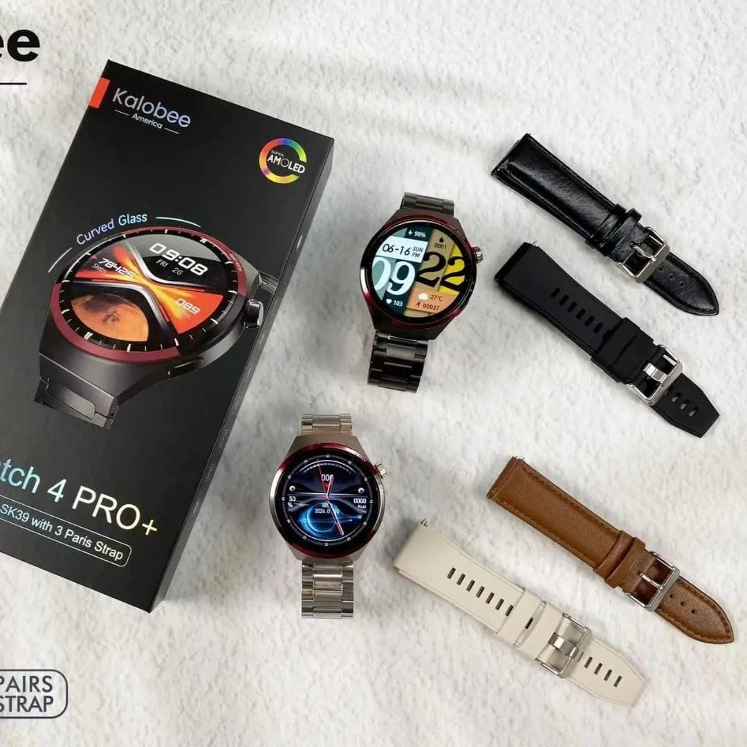 KALOBEE SK38 Watch 4 Pro – Smartwatch AMOLED Incurvé avec 3 Bracelets