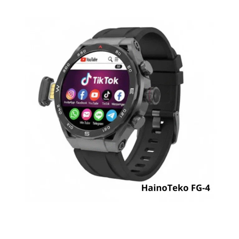 HainoTeko FG-4 - Smartwatch Android 5G – Écran AMOLED, Carte SIM, GPS, Wi-Fi & Caméra Rotative 360°