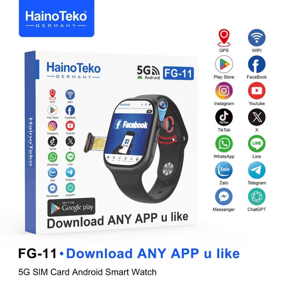 HainoTeko FG-11 - Smartphone de Poignet Android 5G avec Caméra Rotative,GPS et  4 Go + 64 Go