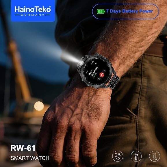 HainoTeko RW-61 -SmartWatch AMOLED avec Lampe Torche,Appels Bluetooth & 3 Bracelets