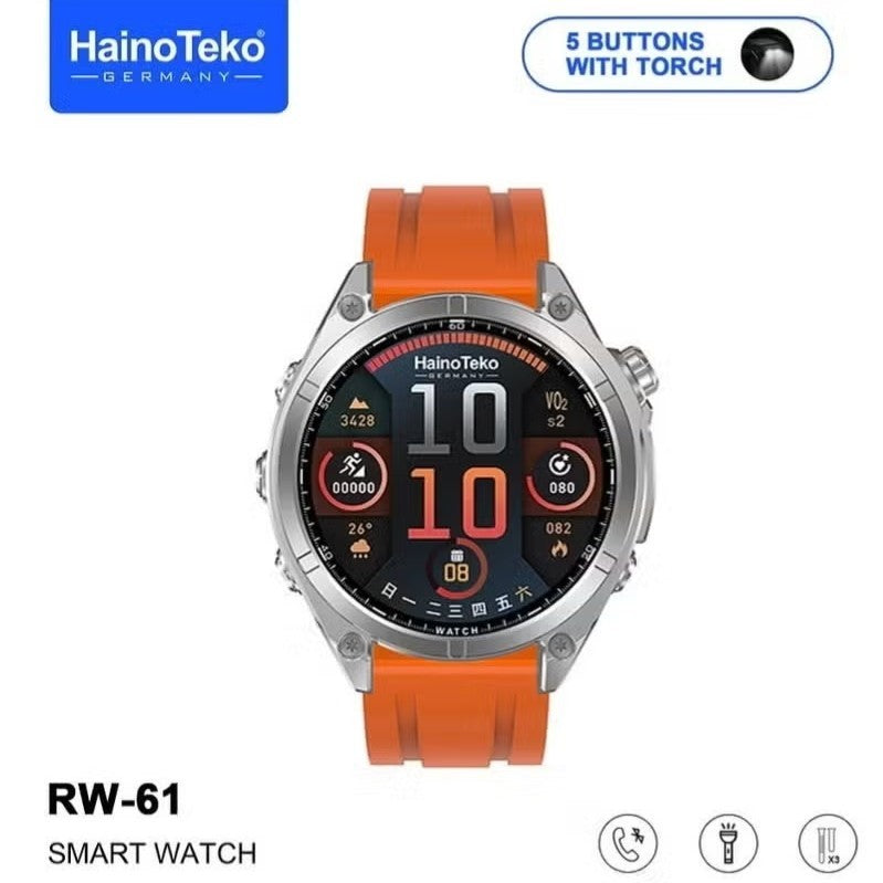 HainoTeko RW-61 -SmartWatch AMOLED avec Lampe Torche,Appels Bluetooth & 3 Bracelets