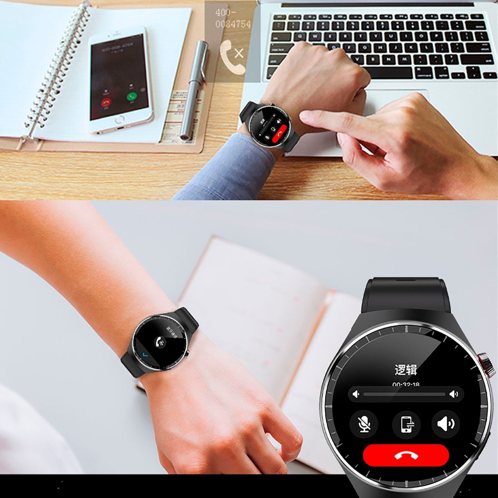 KALOBEE SK38 Watch 4 Pro – Smartwatch AMOLED Incurvé avec 3 Bracelets