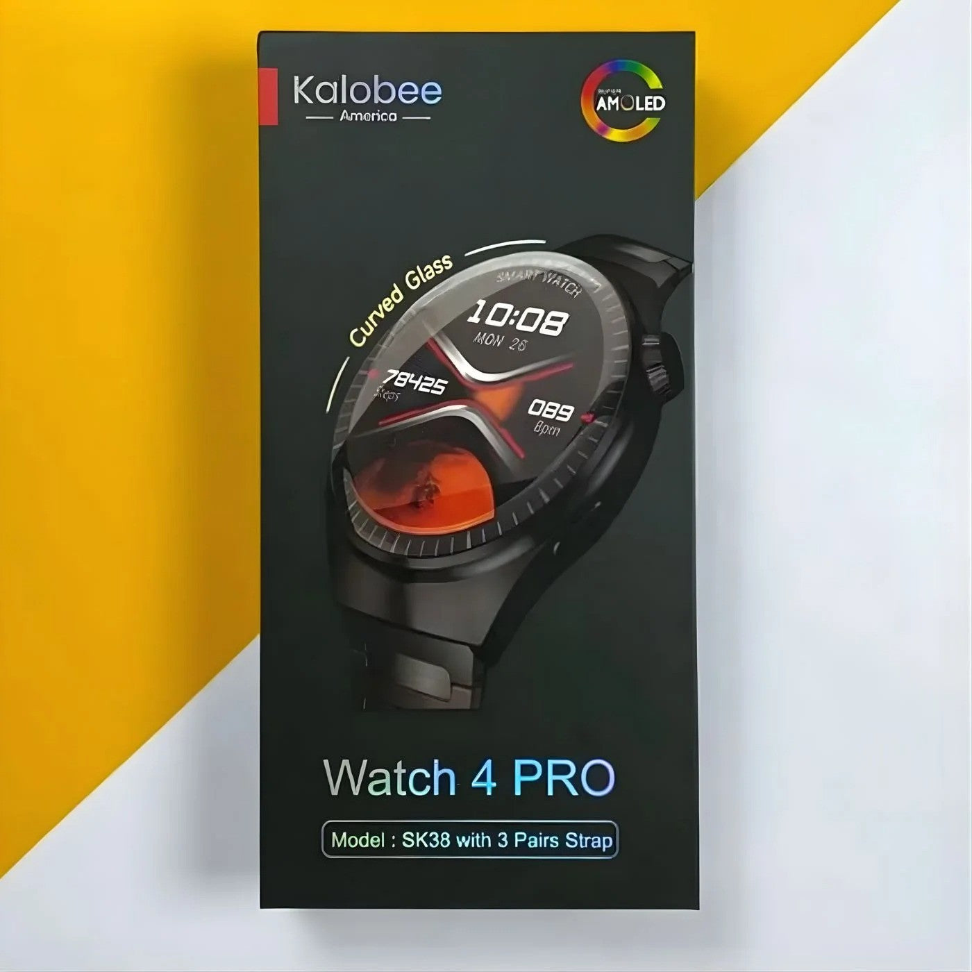 KALOBEE SK38 Watch 4 Pro – Smartwatch AMOLED Incurvé avec 3 Bracelets