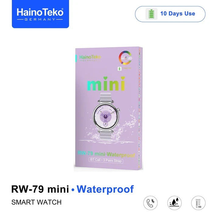 HainoTeko RW-79 Mini – Montre Connectée Femme avec Écran AMOLED et  3 Bracelets