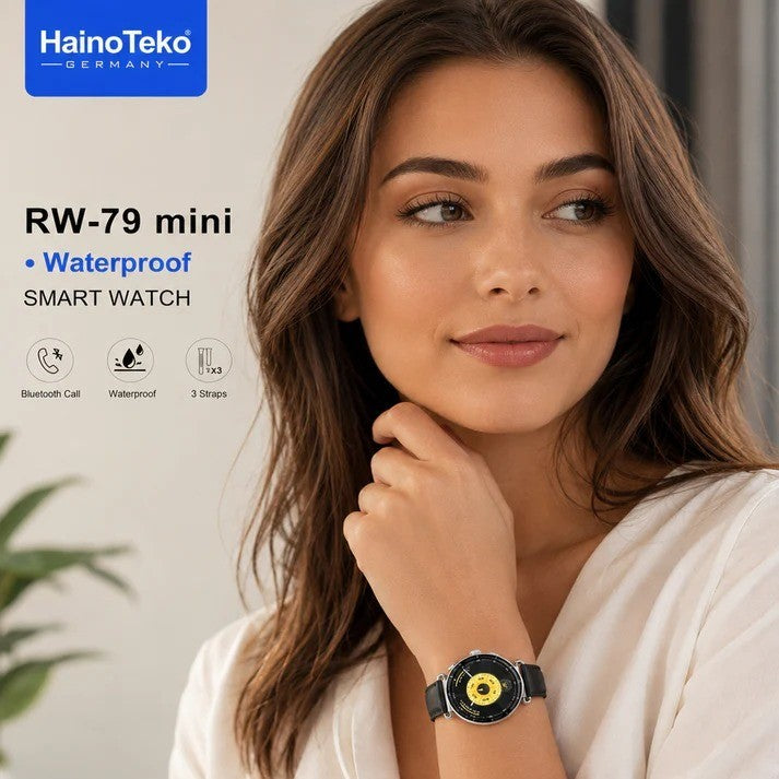 HainoTeko RW-79 Mini – Montre Connectée Femme avec Écran AMOLED et  3 Bracelets