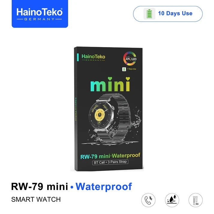 HainoTeko RW-79 Mini – Montre Connectée Femme avec Écran AMOLED et  3 Bracelets