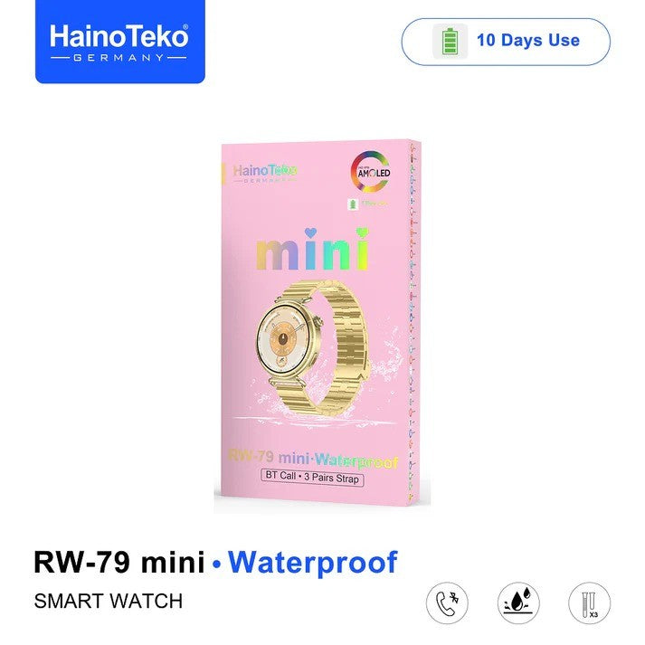 HainoTeko RW-79 Mini – Montre Connectée Femme avec Écran AMOLED et  3 Bracelets
