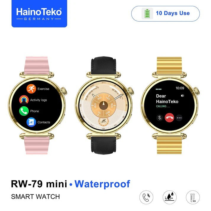HainoTeko RW-79 Mini – Montre Connectée Femme avec Écran AMOLED et  3 Bracelets