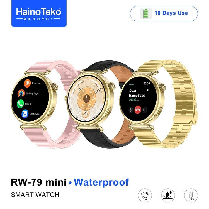 HainoTeko RW-79 Mini – Montre Connectée Femme avec Écran AMOLED et  3 Bracelets
