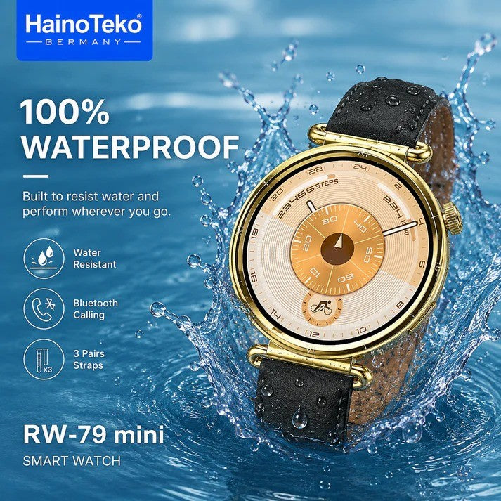 HainoTeko RW-79 Mini – Montre Connectée Femme avec Écran AMOLED et  3 Bracelets
