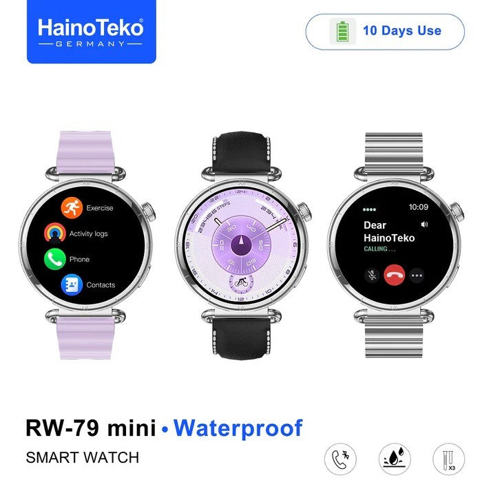 HainoTeko RW-79 Mini – Montre Connectée Femme avec Écran AMOLED et  3 Bracelets