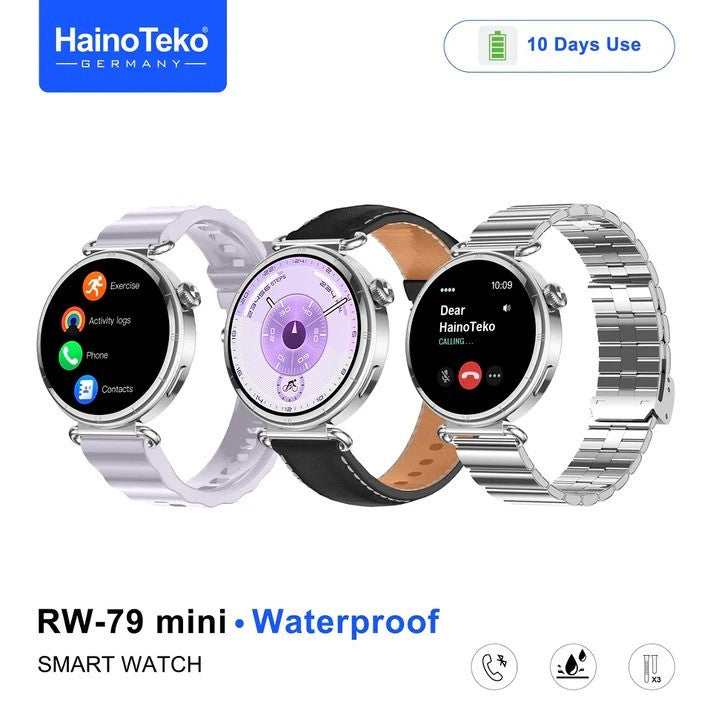 HainoTeko RW-79 Mini – Montre Connectée Femme avec Écran AMOLED et  3 Bracelets