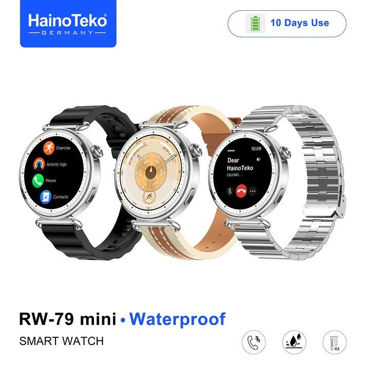 HainoTeko RW-79 Mini – Montre Connectée Femme avec Écran AMOLED et  3 Bracelets