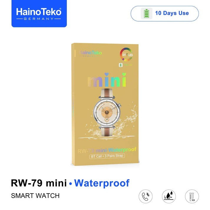 HainoTeko RW-79 Mini – Montre Connectée Femme avec Écran AMOLED et  3 Bracelets