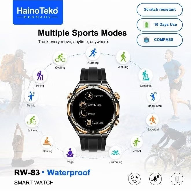 HainoTeko RW-83 – Montre Connectée Waterproof avec Écran AMOLED