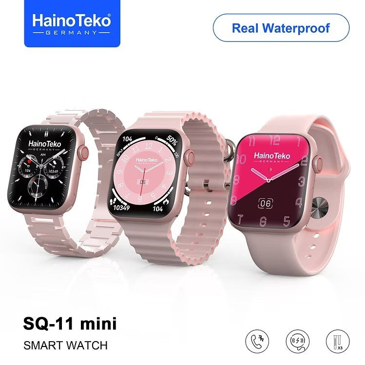 HainoTeko SQ11 Mini – Smartwatch AMOLED avec Appels Bluetooth & 3 Bracelets