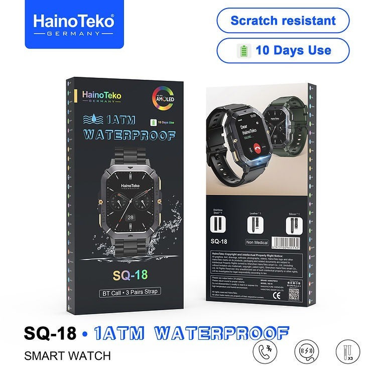 Haino Teko SQ-18 – Smartwatch AMOLED, Appels Bluetooth avec 3 Bracelets